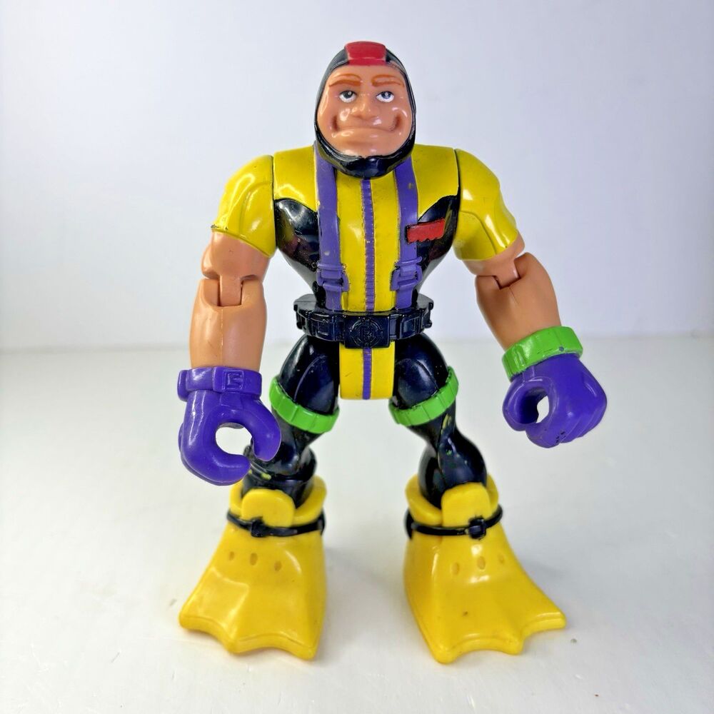 Fisher Price Mattel Rescue Heroes Gil Gripper Hydro Team 2000 Vintage Yellow